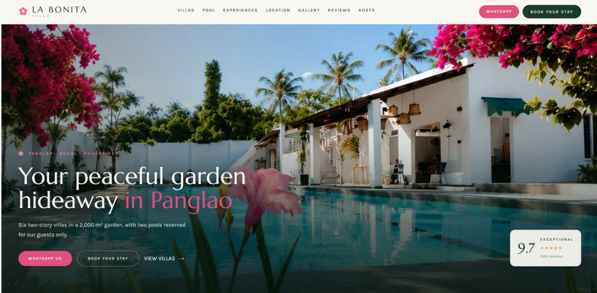 Screenshot der Website von La Bonita